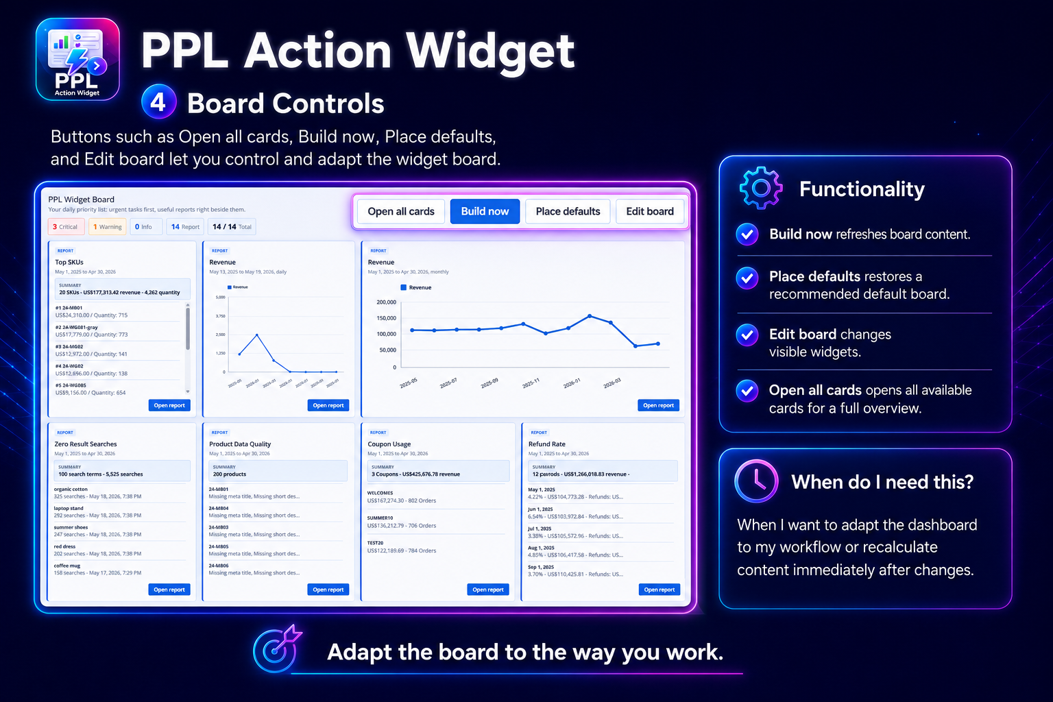 PPL Action Widget board controls